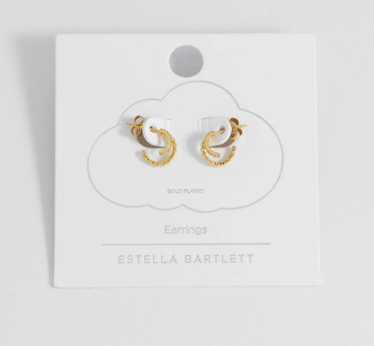 Estella Bartlett Heart and CZ Double Illusion Huggies