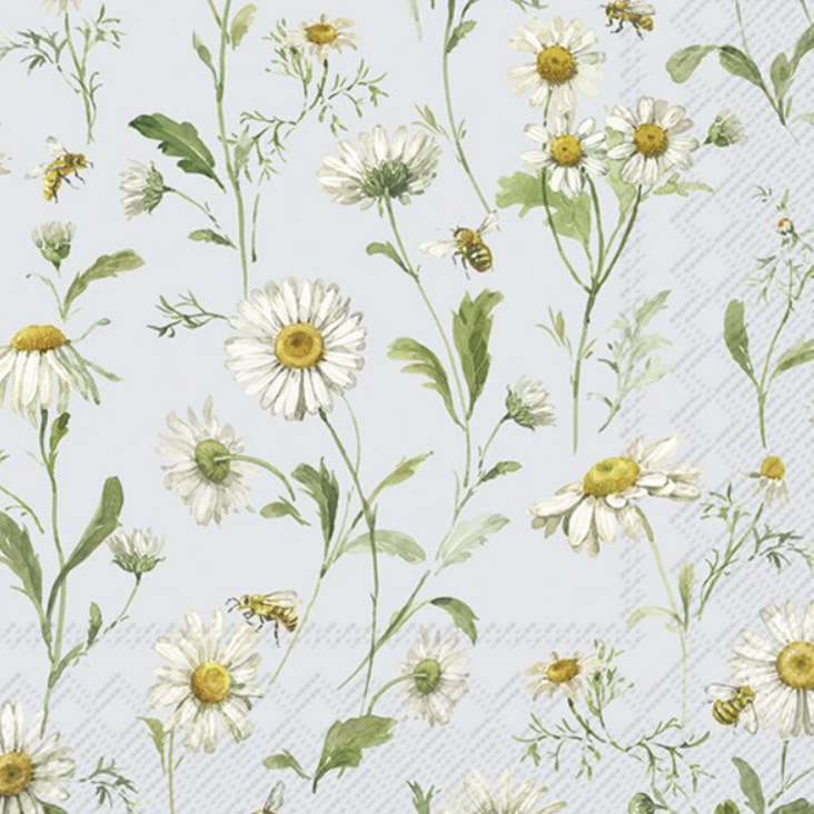 Napkins - Daisies Light Blue