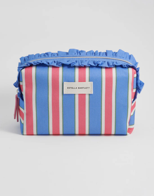 Estella Bartlett Blue Stripe Ruffle Wash Bag