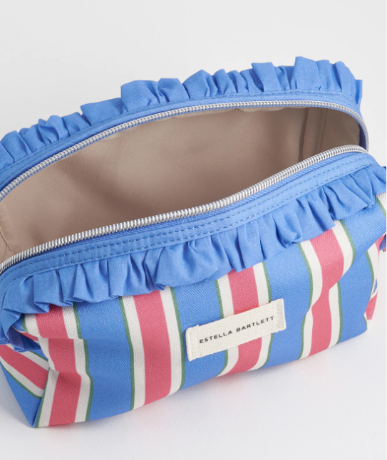 Estella Bartlett Blue Stripe Ruffle Wash Bag