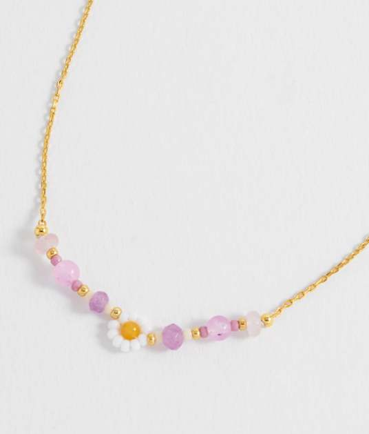 Estella Bartlett Rose Quartz Beaded Flower Necklace