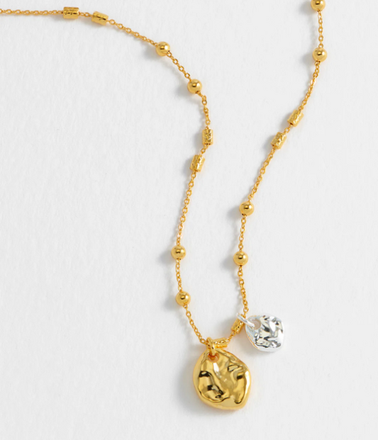 Estella Bartlett Triple Beaded Chain And Molton Pebbles Necklace