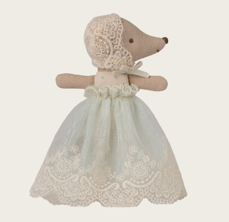 Maileg Baby Mouse in Gown - Mint