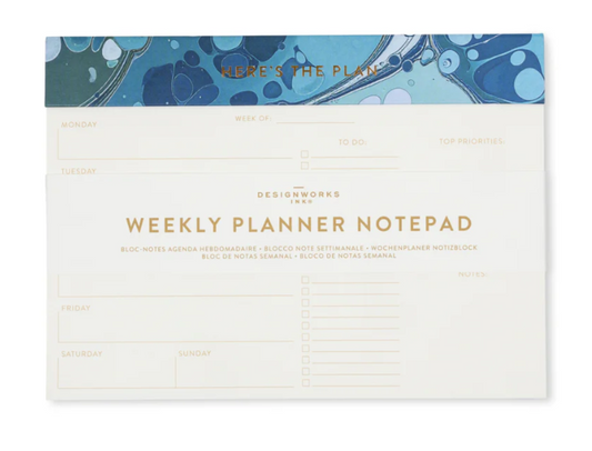 FSC Weekly planner Notepad - Teal Marbling