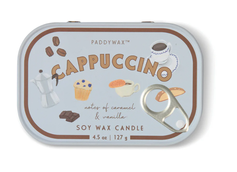 Paddywax Bistro Printed Tin Candle - Cappuccino