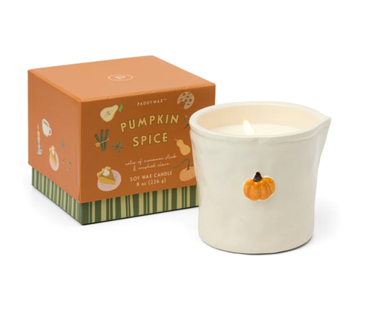 Paddywax Bistro Pumpkin Embossed Ceramic Candle - Pumpkin Spice