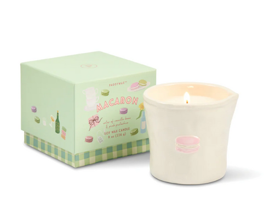 Paddywax Bistro Macaron Ceramic Candle - Amber & Pistachio