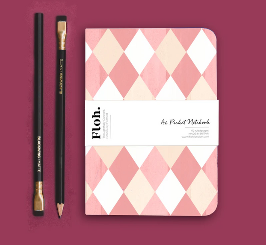 Ballet Pink & Rose (Harlequin) A6 Lined Pocket Notebook