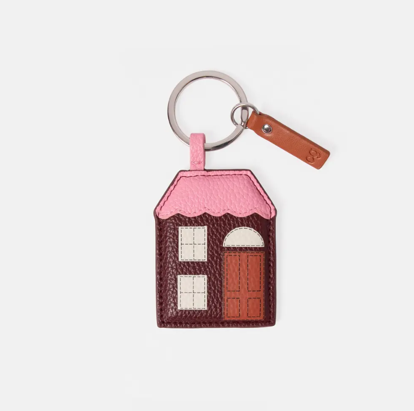 Caroline Gardner Wine and Pink House Novelty Keyring
