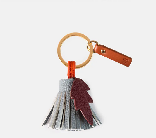 Caroline Gardner Blue and Wine Tassel Flower Keyring