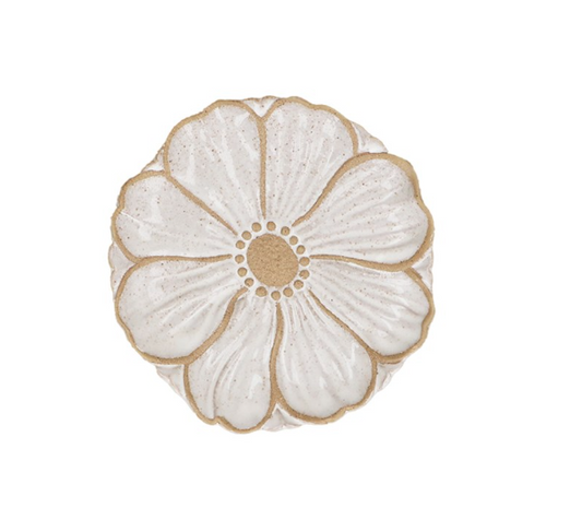 Gisela Graham White Stoneware Flower Bowl & Plate