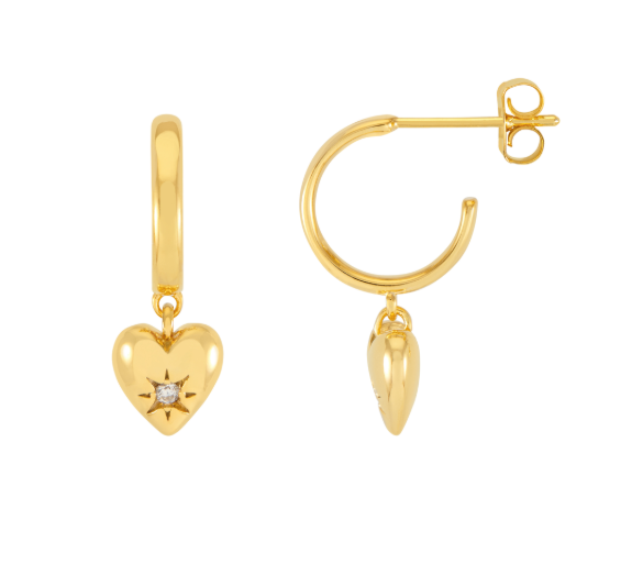 Estella Bartlett Cz Star Puffed Heart Hooped Earring