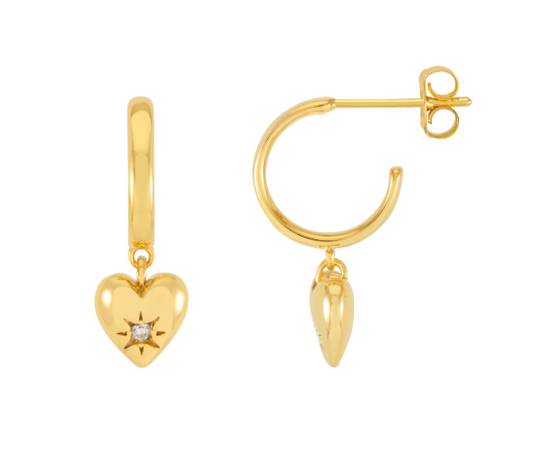 Estella Bartlett Cz Star Puffed Heart Hooped Earring