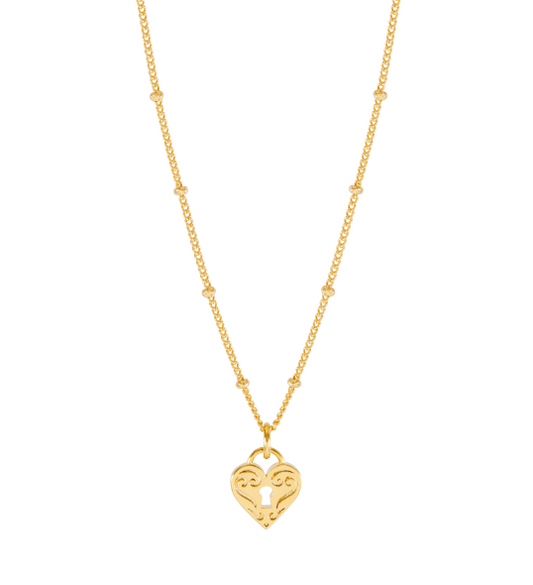 Estella Bartlett Gold Engraved Heart Padlock Necklace