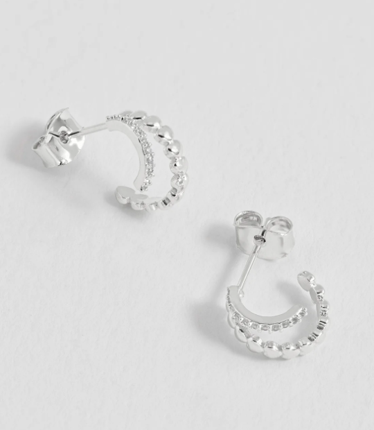 Estella Bartlett Heart and CZ Double Illusion Huggies