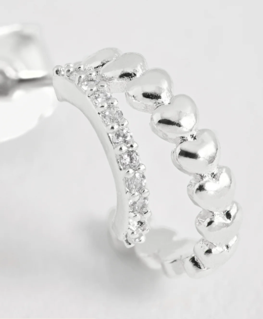 Estella Bartlett Heart and CZ Double Illusion Huggies