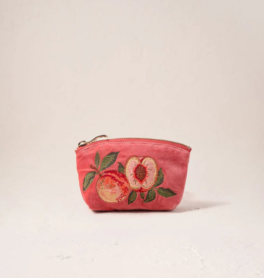 Elizabeth Scarlett Spiced Coral Velvet Coin Purse - Summer Peach