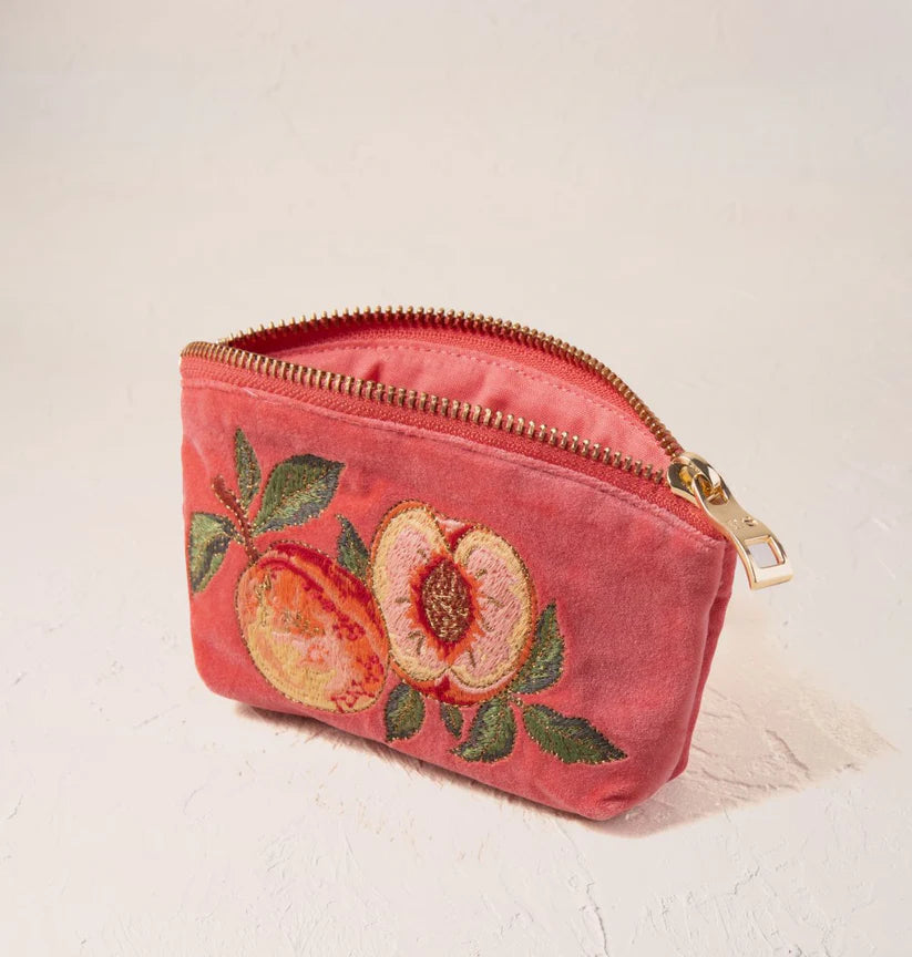 Elizabeth Scarlett Spiced Coral Velvet Coin Purse - Summer Peach