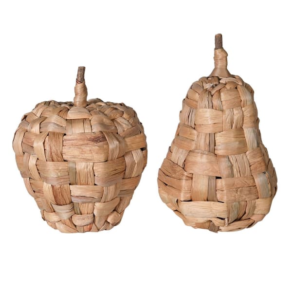 Woven Apple and Pear Ornaments - Set of 2