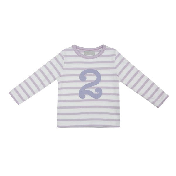 Bob & Blossom Parma Violet & White Breton Striped Number T-shirt