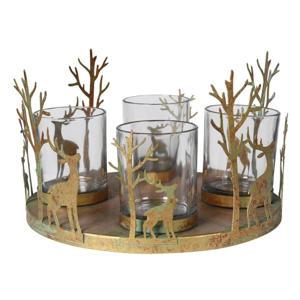 Small Gold Reindeer Candle Holder