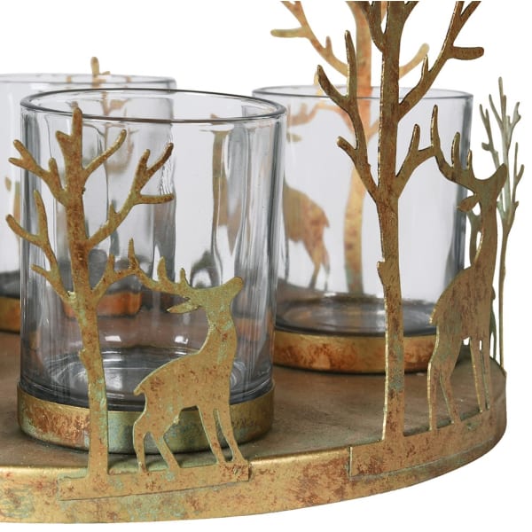 Small Gold Reindeer Candle Holder