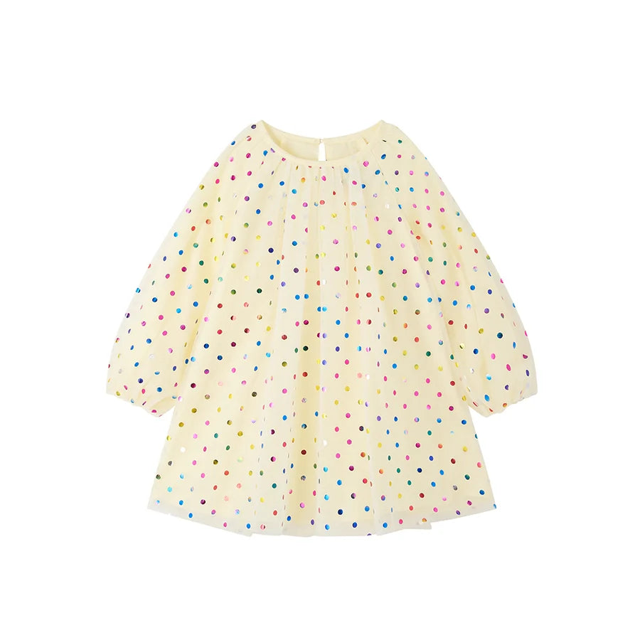Bob & Blossom Vanilla Spot Balloon Sleeve Dress