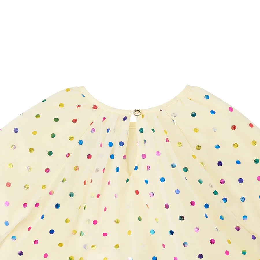 Bob & Blossom Vanilla Spot Balloon Sleeve Dress