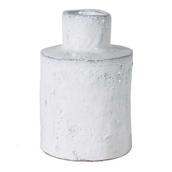 Medium White Runny Glazed Vase