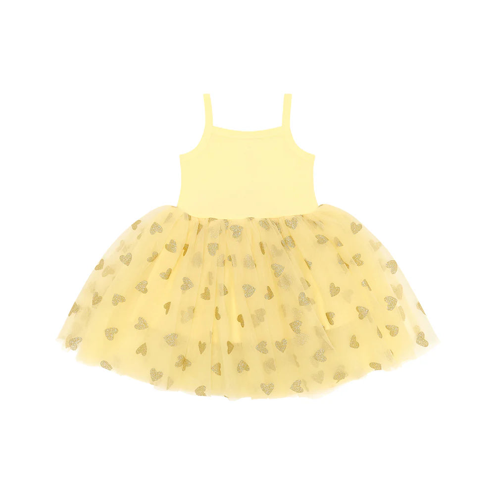 Bob & Blossom Lemon & Gold Glitter Heart Dress