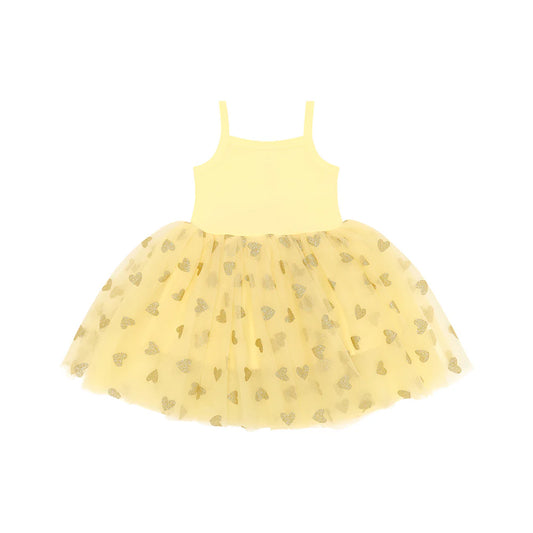 Bob & Blossom Lemon & Gold Glitter Heart Dress