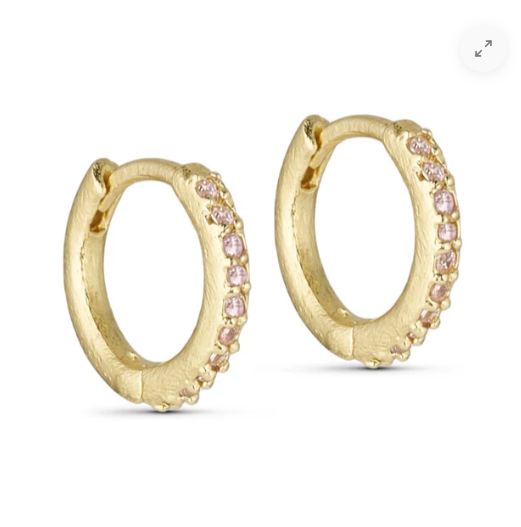 Pure By Nat Noora Hoop Earrings - Baby Pink Zircon