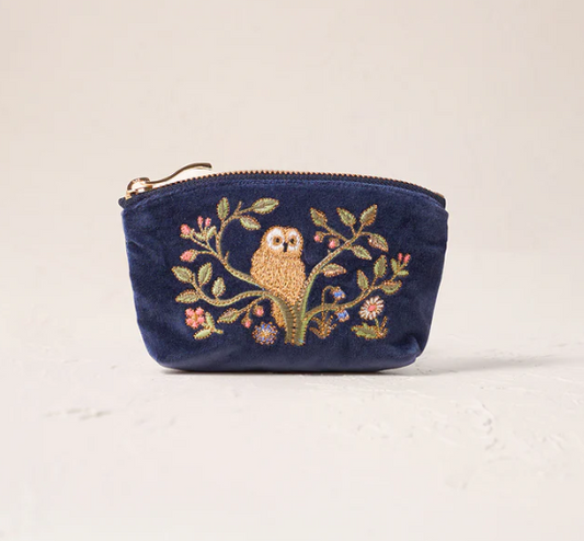 Elizabeth Scarlett Indigo Velvet Coin Purse - Tree of Life