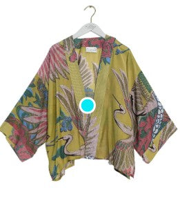 One Hundred Stars Crane Olive Kimono