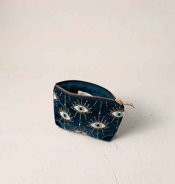 Elizabeth Scarlett Velvet Coin Purse Ink Blue - Mystical Eye