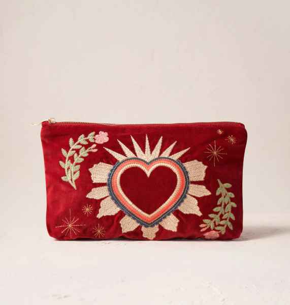 Elizabeth Scarlet Velvet Everyday Pouch Rouge - Sacred Heart