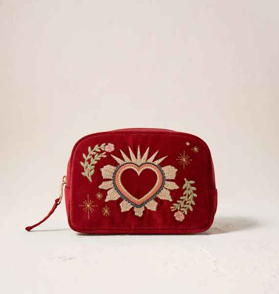 Elizabeth Scarlett Velvet Makeup Bag Rouge - Sacred Heart