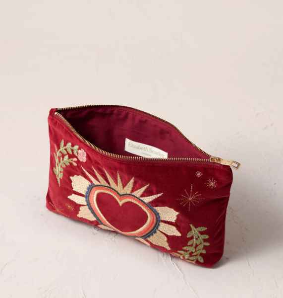 Elizabeth Scarlet Velvet Everyday Pouch Rouge - Sacred Heart