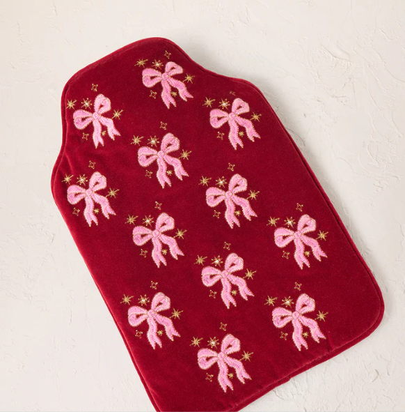 Elizabeth Scarlett Rouge Velvet Hot Water Bottle - Dazzling Bows