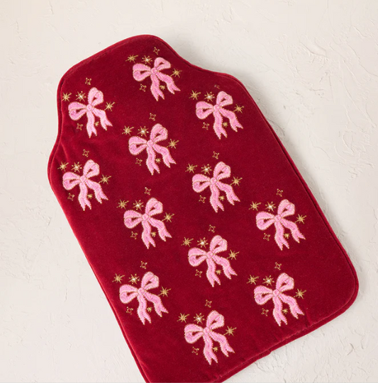 Elizabeth Scarlett Rouge Velvet Hot Water Bottle - Dazzling Bows