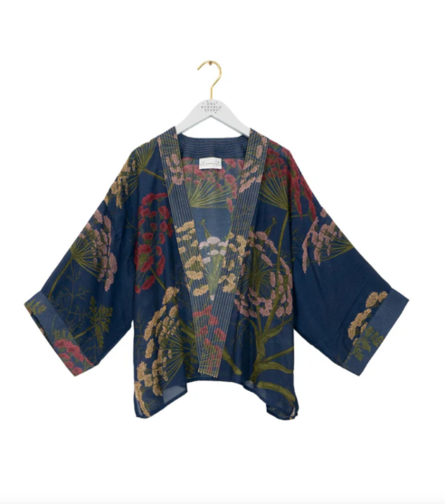 One Hundred Stars Parsley Seed Navy Kimono
