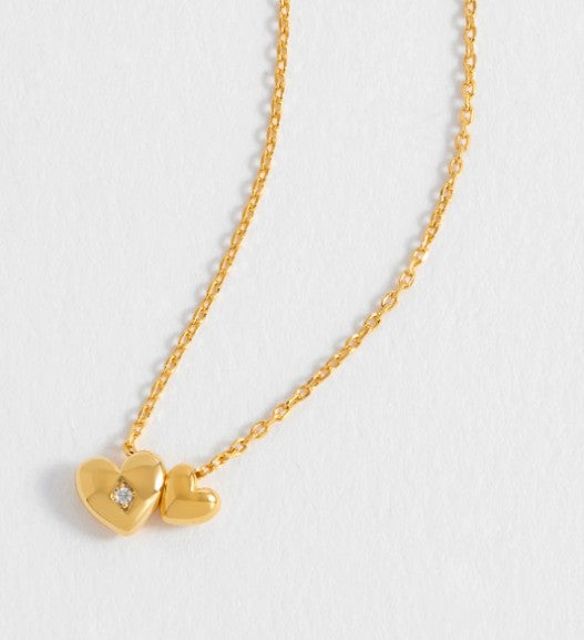 Estella Bartlett Double Heart and CZ Necklace