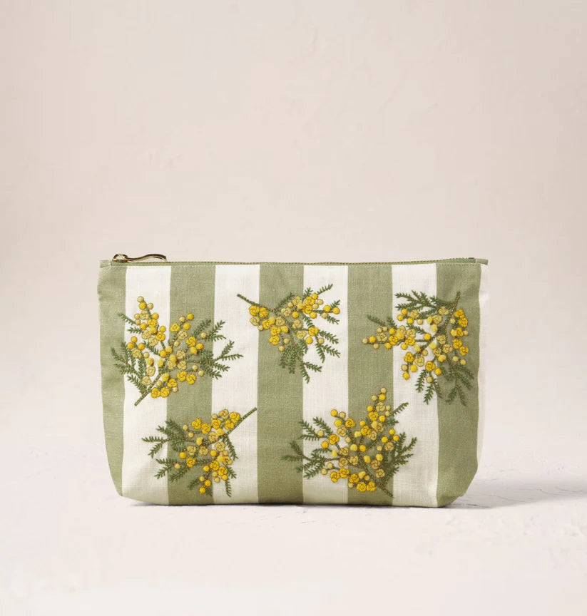 Elizabeth Scarlett Mimosa Stripe/Green Canvas Everyday Pouch