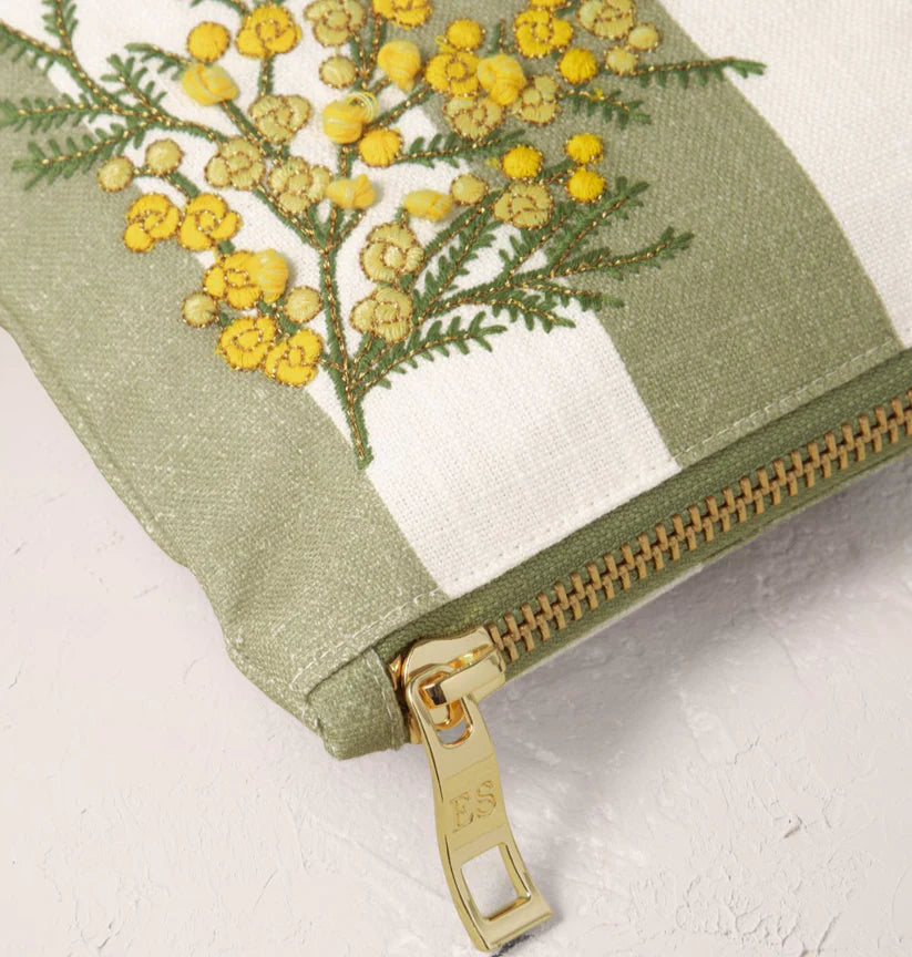 Elizabeth Scarlett Mimosa Stripe/Green Canvas Everyday Pouch