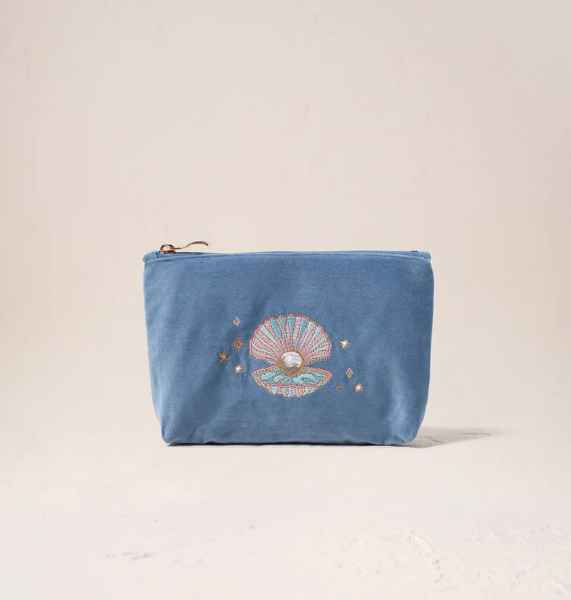 Elizabeth Scarlett Velvet Mini Pouch - Pearl Shell