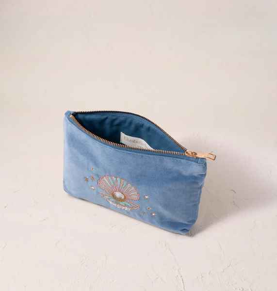 Elizabeth Scarlett Velvet Mini Pouch - Pearl Shell