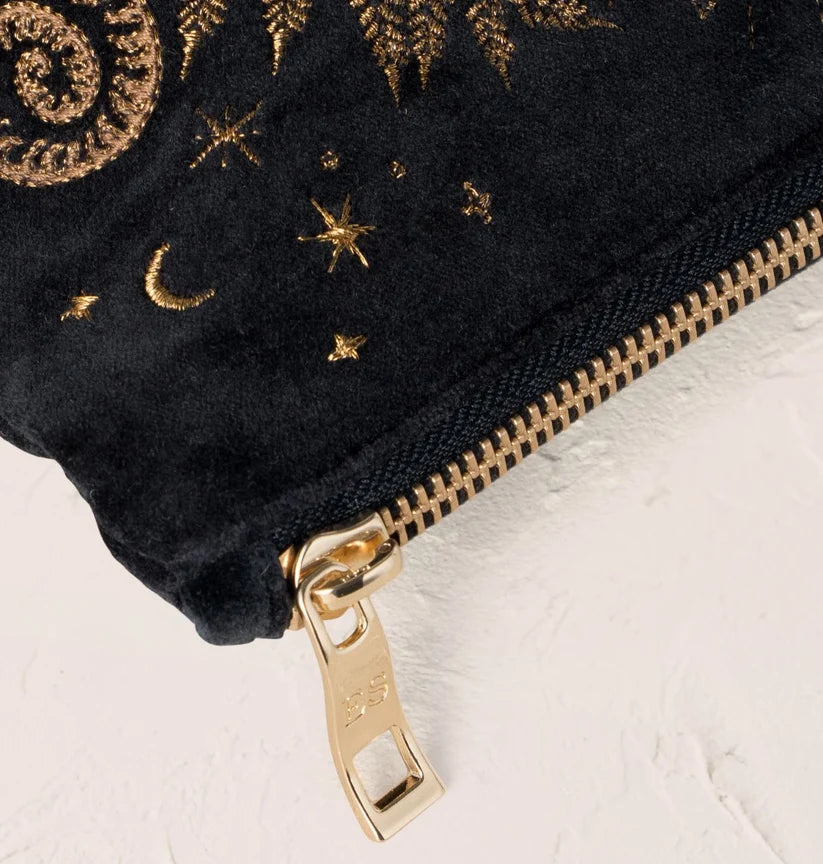 Elizabeth Scarlett Charcoal Velvet Everyday Pouch - Mystical Owl