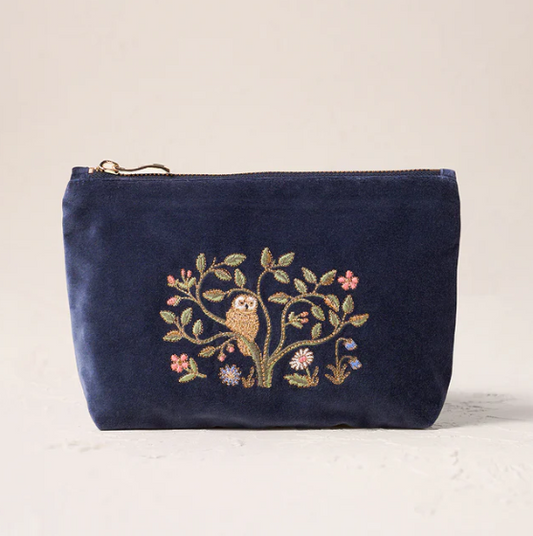 Elizabeth Scarlett Indigo Velvet Mini Pouch - Tree of Life