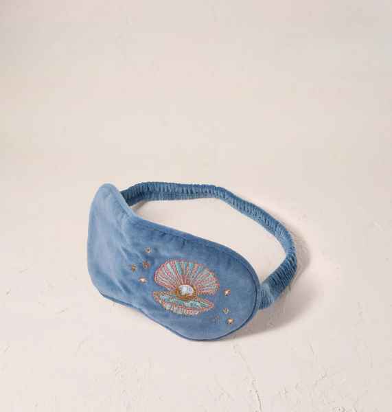 Elizabeth Scarlett Velvet Eye Mask - Pearl Shell