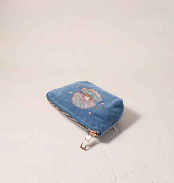 Elizabeth Scarlett Velvet Coin Purse - Pearl Shell